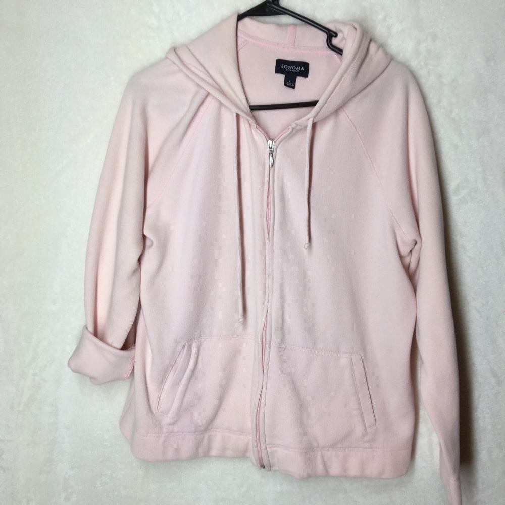Sonoma full zip light pink hoodie sweater L
